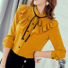 Load image into Gallery viewer, 2019 Autumn Spring Shirts Korean Women Blouse Fashion Slim Blouses Casual Top Office Ladies Chiffon Shirt Blusas Mujer Yellow