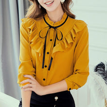 Load image into Gallery viewer, 2019 Autumn Spring Shirts Korean Women Blouse Fashion Slim Blouses Casual Top Office Ladies Chiffon Shirt Blusas Mujer Yellow