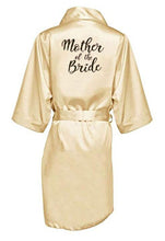 Load image into Gallery viewer, new bride bridesmaid robe with white black letters mother sister of the bride wedding gift bathrobe kimono satin robes