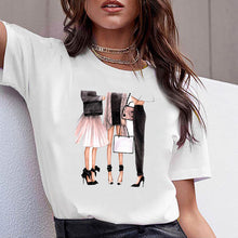 Load image into Gallery viewer, Women Clothes Print Flower Perfume Bottle Sweet Short Sleeve Tshirt Printed Women Shirt T Female T-shirt Top Casual Woman Tee