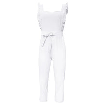 Load image into Gallery viewer, Women Linen Shirred Frill Sleeves Pockets High Waist Long Length Jumpsuit Ladies Belted Summer Holiday Combinaison Femme #5