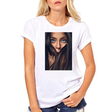 Load image into Gallery viewer, FIXSYS Women T Shirt Print Tee Shirt O-Neck Tops Tees Summer Style Female T-Shirt Fashion Ladies Funny T-shirts White Tees