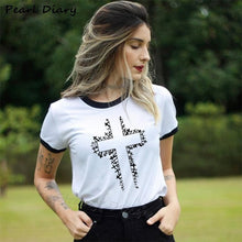 Load image into Gallery viewer, He Died For Us All Jesus Cross Graphic tshirt Women Harajuku Christian Religious Female Print T-shirt Tumblr Clothes Tops Femme