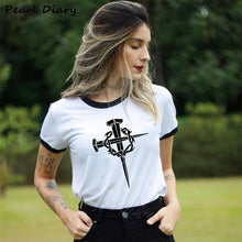 Load image into Gallery viewer, He Died For Us All Jesus Cross Graphic tshirt Women Harajuku Christian Religious Female Print T-shirt Tumblr Clothes Tops Femme