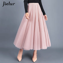 Load image into Gallery viewer, Jielur Skirt Autumn 3 Layers Princess Tulle Skirts Womens Mesh Pleated A-line Saia Female Jupe Tutu Skirts Faldas Mujer Moda