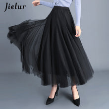 Load image into Gallery viewer, Jielur Skirt Autumn 3 Layers Princess Tulle Skirts Womens Mesh Pleated A-line Saia Female Jupe Tutu Skirts Faldas Mujer Moda