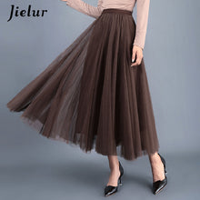 Load image into Gallery viewer, Jielur Skirt Autumn 3 Layers Princess Tulle Skirts Womens Mesh Pleated A-line Saia Female Jupe Tutu Skirts Faldas Mujer Moda
