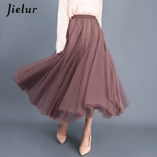 Load image into Gallery viewer, Jielur Skirt Autumn 3 Layers Princess Tulle Skirts Womens Mesh Pleated A-line Saia Female Jupe Tutu Skirts Faldas Mujer Moda