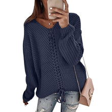 Load image into Gallery viewer, Womens Sweater 2019 Autumn Winter Tops V Neck Solid Lady Pullover Jumper Knit Long Sleeve Tops Sweater Female Jumper Pull Femme