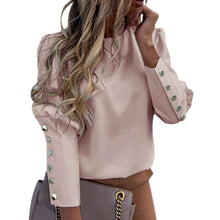 Load image into Gallery viewer, Puff Shoulder Blouse Shirts Office Lady New Autumn Metal Buttoned Detail Blouses Women Pineapple Print Long Sleeve Top