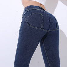 Load image into Gallery viewer, Workout Fake Pocket Peach Softener Pencil Pants Fashion Cotton Women Jeans Leggings Low Waist Elastic Sexy Push Up Jeans