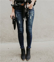 Load image into Gallery viewer, 2020 Spring Fashion Bleached Ripped Jeans Women Cotton Denim Slim Elasticity Skinny Pants Moustache Effect Vintage Jeans Femme