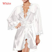 Load image into Gallery viewer, Women Sexy Bridesmaid Nightwear Wedding Dressing Gown Lace Silk Kimono Bathrobe Short Satin Bride Robe Nighties Sleepwear
