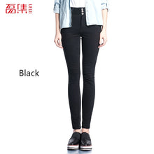Load image into Gallery viewer, 2019 LEIJIJEANS High Waist Jeans button fly Full Length Plus Size black Jeans for Women Stretch Jeans Skinny Pencil women jeans