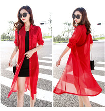 Load image into Gallery viewer, Boho Chiffon Kimonos 2019 Summer Women Blouses Beach Cardigans Shirt Tunics Robe Femme Chemise Red Green White Black Kimono Tops