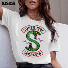 Load image into Gallery viewer, LUSLOS SOUTH SIDE SERPENTS T Shirt Women Sumemr Riverdale Plus Size O-neck Tshirt Snake Print Homme Streetwear Cool T-shirts
