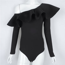Load image into Gallery viewer, JYConline 2019 One Shoulder Bodysuit Women Body Top Ruffles Jumpsuit Sexy Rompers Womens Jumpsuit Playsuit Combinaison Femme
