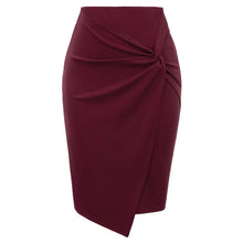 Load image into Gallery viewer, ladies Women mini skirts Autumn fall Asymmetrical Wrap Front knee length Stretch pencil Bodycon Skirt jupe femme office OL skirt
