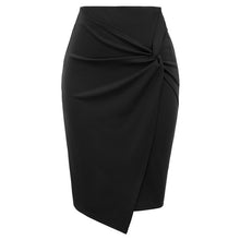 Load image into Gallery viewer, ladies Women mini skirts Autumn fall Asymmetrical Wrap Front knee length Stretch pencil Bodycon Skirt jupe femme office OL skirt
