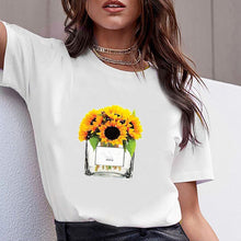 Load image into Gallery viewer, Women Clothes Print Flower Perfume Bottle Sweet Short Sleeve Tshirt Printed Women Shirt T Female T-shirt  Top Casual Woman Tee
