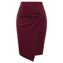 Load image into Gallery viewer, ladies Women mini skirts Autumn fall Asymmetrical Wrap Front knee length Stretch pencil Bodycon Skirt jupe femme office OL skirt
