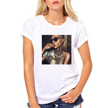 Load image into Gallery viewer, FIXSYS Women T Shirt Print Tee Shirt O-Neck Tops Tees Summer Style Female T-Shirt Fashion Ladies Funny T-shirts White Tees
