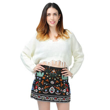 Load image into Gallery viewer, ZAFUL Tassel Deep V Knitted Pullover Female Autumn Winter Long Sleeve Knit Crochet Sweater Women Cropped Jumper Pull Top Sweater
