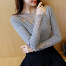 Load image into Gallery viewer, 2019 Red Black lace Blouse Women Elegant Long Sleeve chemise Cute Shirts Femme Plus Size Autumn winter Casual Blusa Tops Clothes
