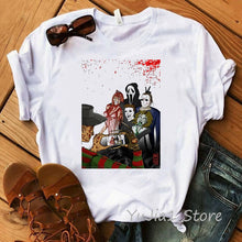 Load image into Gallery viewer, Funny IT Movie T-Shirt femme 2019 Summer Hot Stephen King Printed Tshirt Clown Custom halloween Pennywise T shirt women Tops Tee

