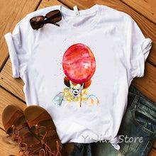 Load image into Gallery viewer, Funny IT Movie T-Shirt femme 2019 Summer Hot Stephen King Printed Tshirt Clown Custom halloween Pennywise T shirt women Tops Tee
