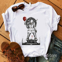 Load image into Gallery viewer, Funny IT Movie T-Shirt femme 2019 Summer Hot Stephen King Printed Tshirt Clown Custom halloween Pennywise T shirt women Tops Tee
