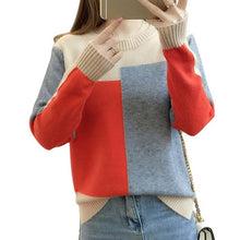 Load image into Gallery viewer, New Autumn Winter Contrast Color Women Sweater  Long Sleeve Jumper Sweater And Pullover Knitted Sweater Pull Femme
