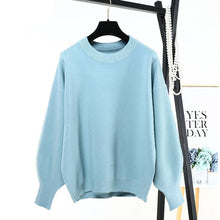 Load image into Gallery viewer, Pull Femme 2019 Winter Autumn Oversized Knitted Cashmere Blend Sweater Women Lantern Sleeve Basic Thicken Pullovers C-303
