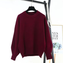 Load image into Gallery viewer, Pull Femme 2019 Winter Autumn Oversized Knitted Cashmere Blend Sweater Women Lantern Sleeve Basic Thicken Pullovers C-303
