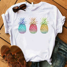 Load image into Gallery viewer, Pineapple fruits Clothing T-shirt Fashion Female Tee Top Graphic T Shirt Women Kawaii Camisas Mujer Clothes 2019
