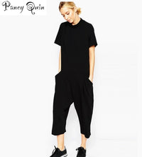 Load image into Gallery viewer, summer black rompers womens jumpsuit Elegant side pocket loose-fitting combinaison femme Romper overalls jumpsuit for women
