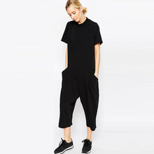 Load image into Gallery viewer, summer black rompers womens jumpsuit Elegant side pocket loose-fitting combinaison femme Romper overalls jumpsuit for women
