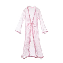 Load image into Gallery viewer, Sexy Women Sleepwear Lingerie Lace Perspective Long Robe long sleeve Bathrobe Chiffon Nightwear Babydoll Fur Robe Dress 3 colors
