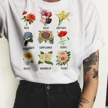 Load image into Gallery viewer, Fashion flowers ladies Graphic Tees Women Floral Print T Shirt Women Plant Tee  Graphic T-shirt  Fashion Tops
