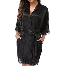 Load image into Gallery viewer, Sexy Wedding Dressing Gown Women Short Satin Bride Robe Lace Silk Kimono Bathrobe Summer Bridesmaid Nightwear Plus Size Peignoir
