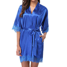 Load image into Gallery viewer, 2019 New Fashion Women's Bathrobes Satin Robe Nightgown Sleepwear Pajamas Lingerie Night Mini Dress Lace Sexy Halt Sleeve
