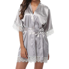 Load image into Gallery viewer, 2019 New Fashion Women's Bathrobes Satin Robe Nightgown Sleepwear Pajamas Lingerie Night Mini Dress Lace Sexy Halt Sleeve
