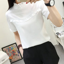 Load image into Gallery viewer, Women Chiffon Blouse Spring Summer Elegant O-Neck Ladies Office Shirts Korean Fashion Casual Slim Tops Solid Color
