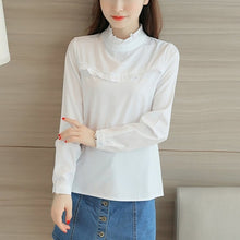 Load image into Gallery viewer, Women Chiffon Blouse Spring Summer Elegant O-Neck Ladies Office Shirts Korean Fashion Casual Slim Tops Solid Color
