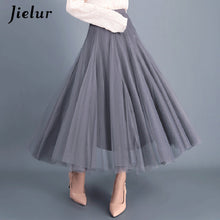 Load image into Gallery viewer, Jielur Skirt Autumn 3 Layers Princess Tulle Skirts Womens Mesh Pleated A-line Saia Female Jupe Tutu Skirts Faldas Mujer Moda
