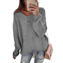 Load image into Gallery viewer, Womens Sweater 2019 Autumn Winter Tops V Neck Solid Lady Pullover Jumper Knit Long Sleeve Tops Sweater Female Jumper Pull Femme
