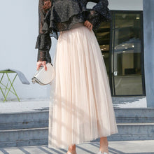 Load image into Gallery viewer, OHRYIYIE 2020 Spring Summer Vintage Skirts Womens Elastic High Waist Tulle Mesh Skirt Long Pleated Tutu Skirt Female Jupe Longue

