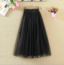 Load image into Gallery viewer, OHRYIYIE 2020 Spring Summer Vintage Skirts Womens Elastic High Waist Tulle Mesh Skirt Long Pleated Tutu Skirt Female Jupe Longue
