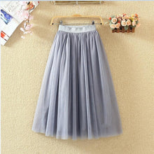 Load image into Gallery viewer, OHRYIYIE 2020 Spring Summer Vintage Skirts Womens Elastic High Waist Tulle Mesh Skirt Long Pleated Tutu Skirt Female Jupe Longue
