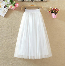 Load image into Gallery viewer, OHRYIYIE 2020 Spring Summer Vintage Skirts Womens Elastic High Waist Tulle Mesh Skirt Long Pleated Tutu Skirt Female Jupe Longue
